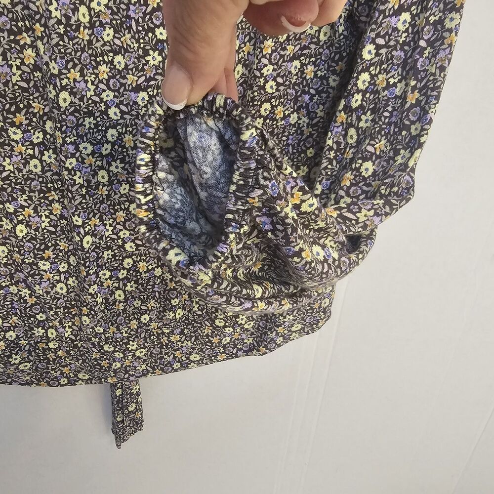 Lauren Conrad Floral Long Sleeve Blouse Button Sz Large Cottage Core Boho V0461 - Picture 3 of 5